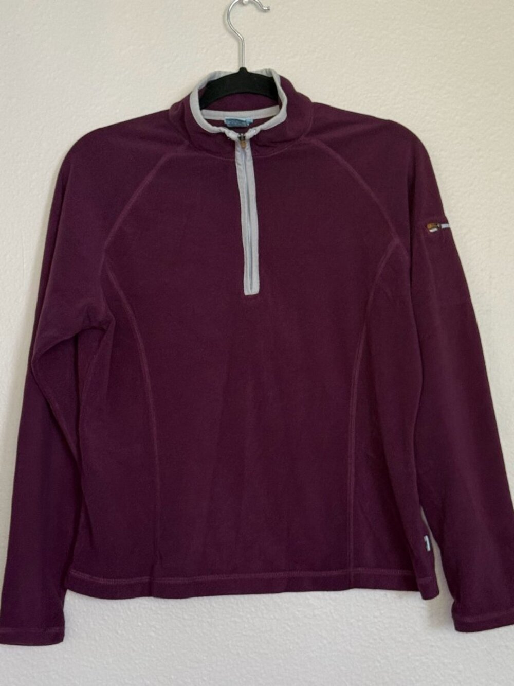 LL Bean Trail Fleece 1/4 Zip Pullover Sweatshirt Womens M Deep Plum Purple